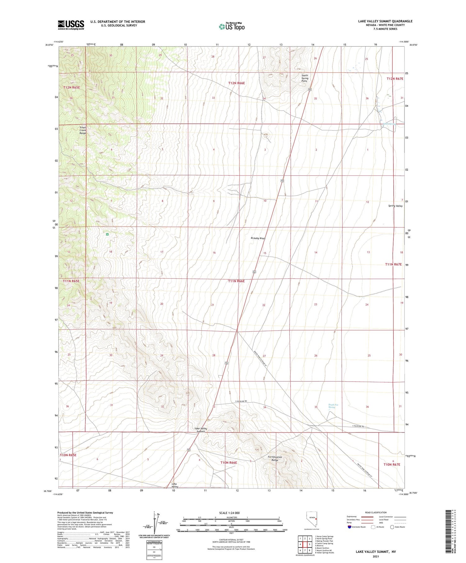 Lake Valley Summit Nevada US Topo Map Image