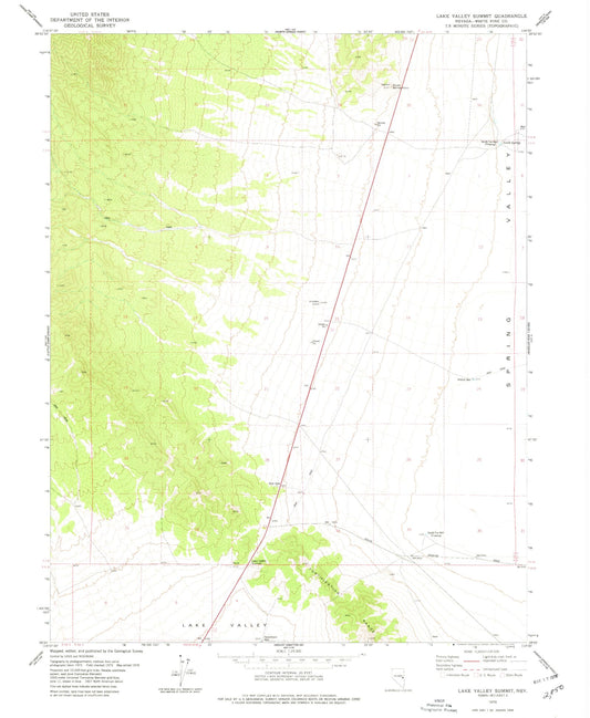 Classic USGS Lake Valley Summit Nevada 7.5'x7.5' Topo Map Image