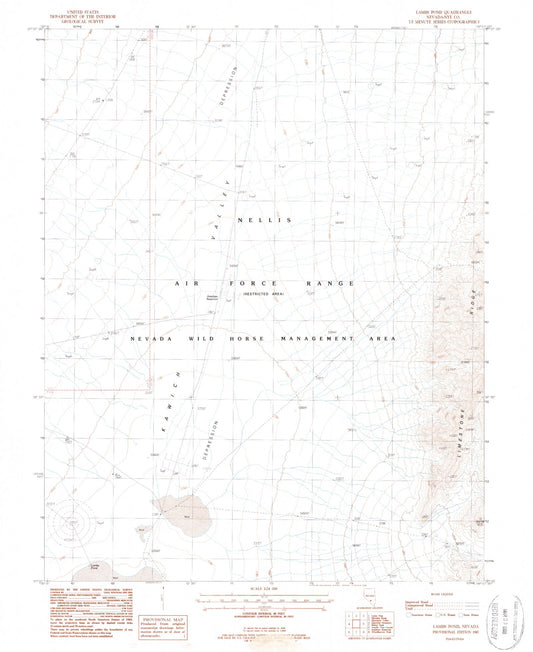 Classic USGS Lambs Pond Nevada 7.5'x7.5' Topo Map Image