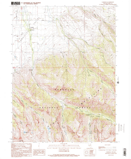 Classic USGS Lamoille Nevada 7.5'x7.5' Topo Map Image