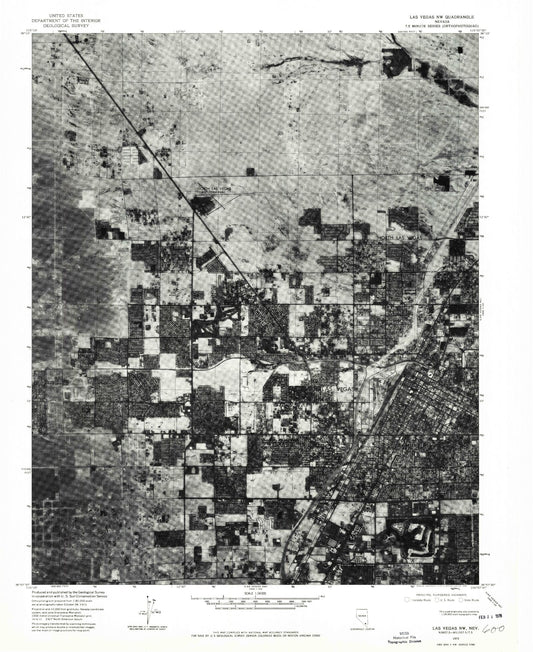 Classic USGS Las Vegas NW Nevada 7.5'x7.5' Topo Map Image