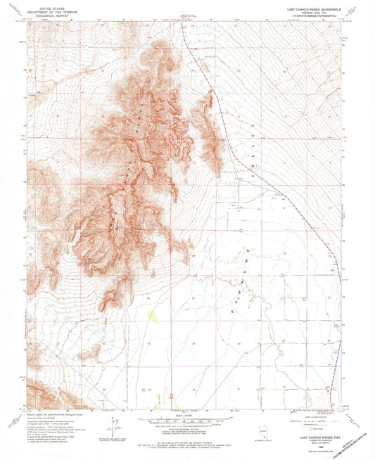 Classic USGS Last Chance Range Nevada 7.5'x7.5' Topo Map Image