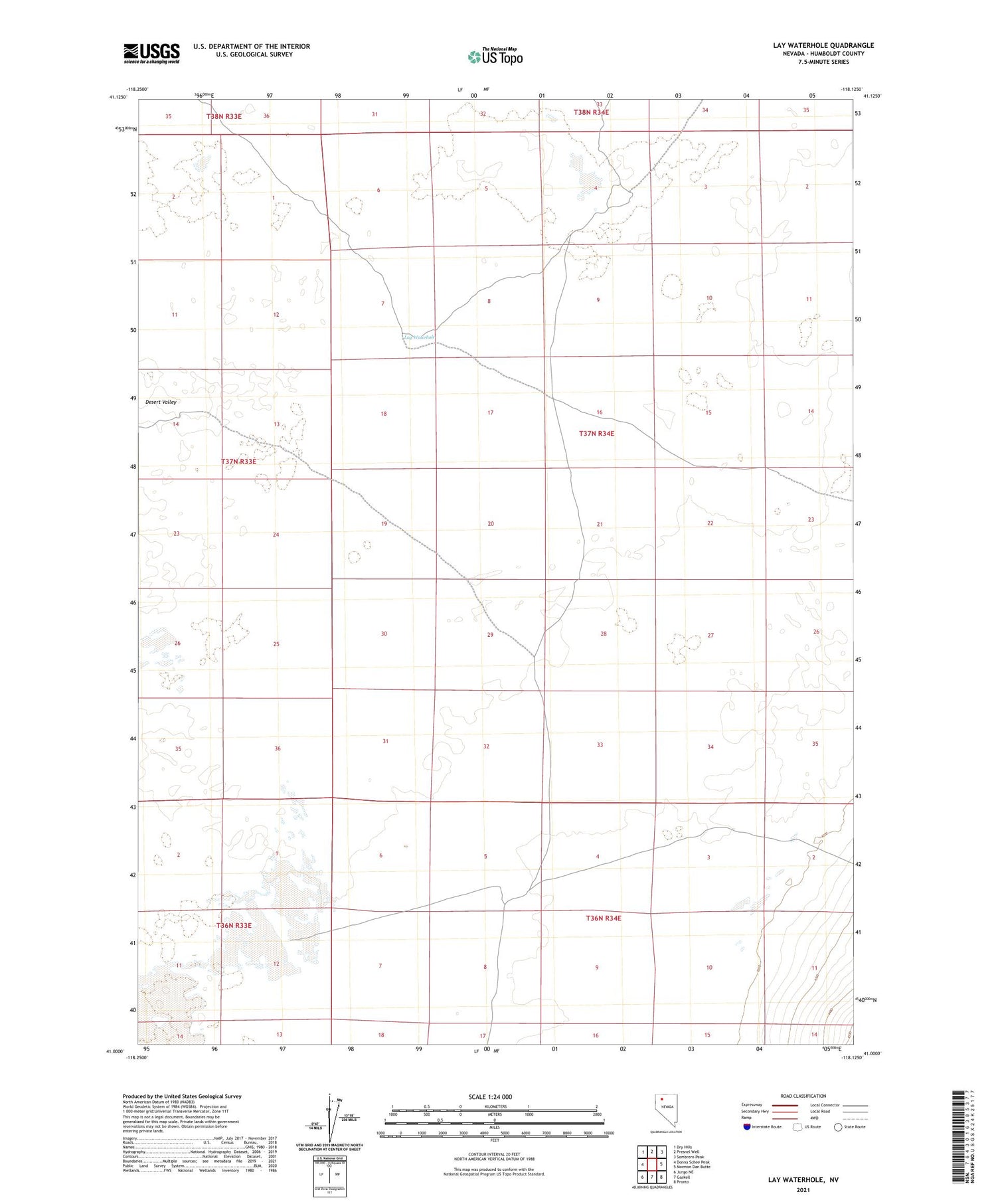 Lay Waterhole Nevada US Topo Map Image
