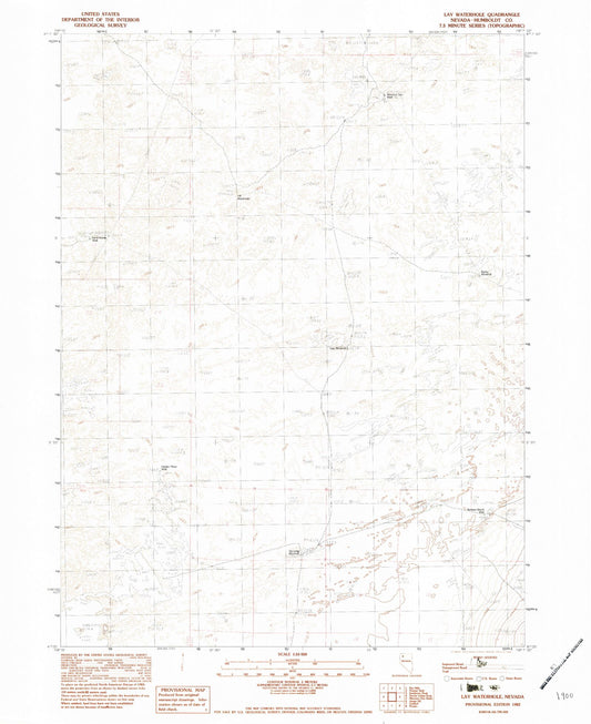 Classic USGS Lay Waterhole Nevada 7.5'x7.5' Topo Map Image