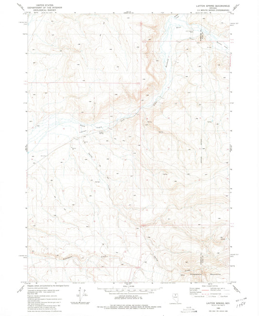 Classic USGS Layton Spring Nevada 7.5'x7.5' Topo Map Image