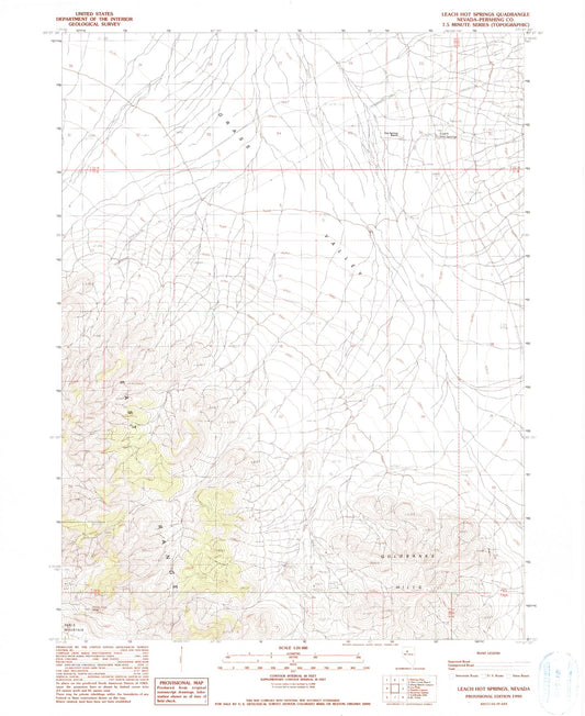 Classic USGS Leach Hot Springs Nevada 7.5'x7.5' Topo Map Image