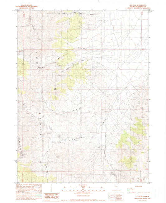Classic USGS Lee Peak Nevada 7.5'x7.5' Topo Map Image