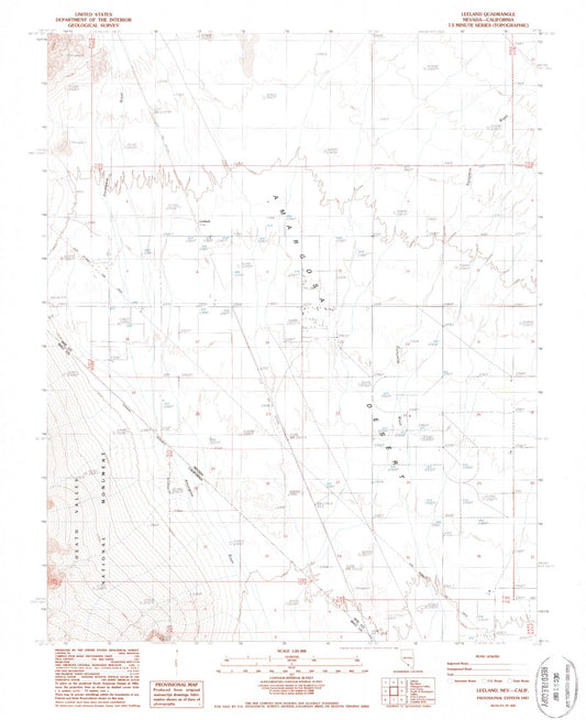 Classic USGS Leeland Nevada 7.5'x7.5' Topo Map Image