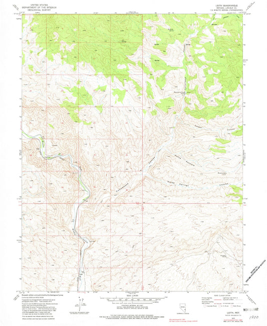 Classic USGS Leith Nevada 7.5'x7.5' Topo Map Image