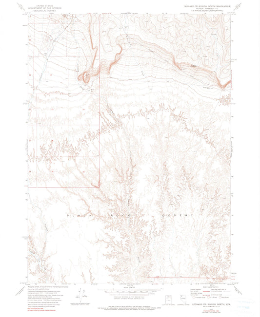 Classic USGS Leonard Creek Slough North Nevada 7.5'x7.5' Topo Map Image