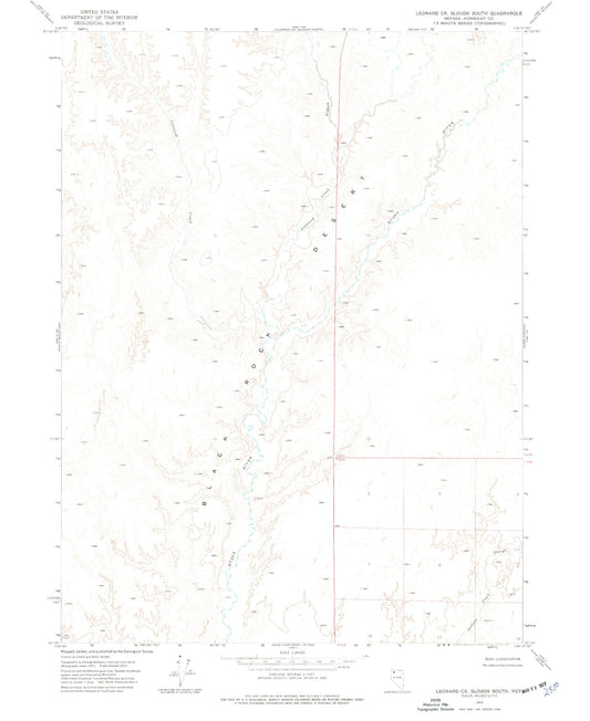 Classic USGS Leonard Creek Slough South Nevada 7.5'x7.5' Topo Map Image