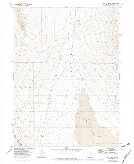 Classic USGS Leppy Peak NW Nevada 7.5'x7.5' Topo Map Image