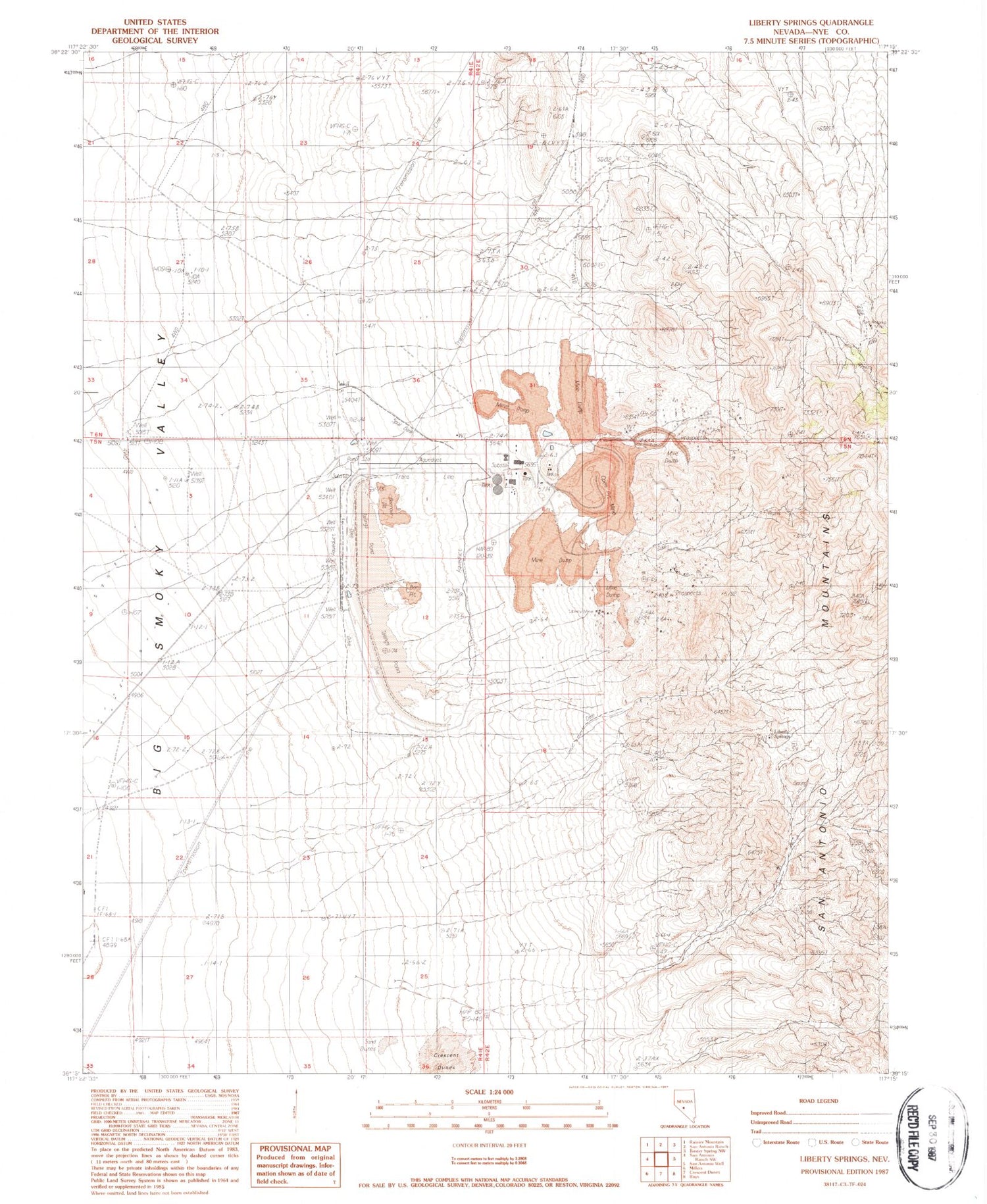 Classic USGS Liberty Springs Nevada 7.5'x7.5' Topo Map Image