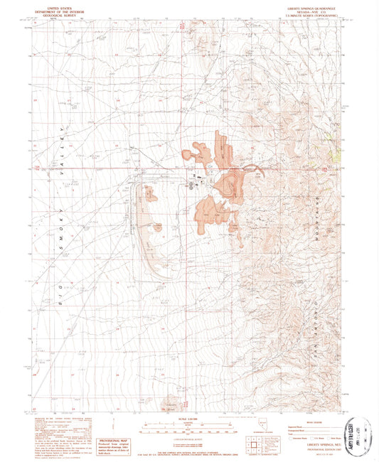 Classic USGS Liberty Springs Nevada 7.5'x7.5' Topo Map Image