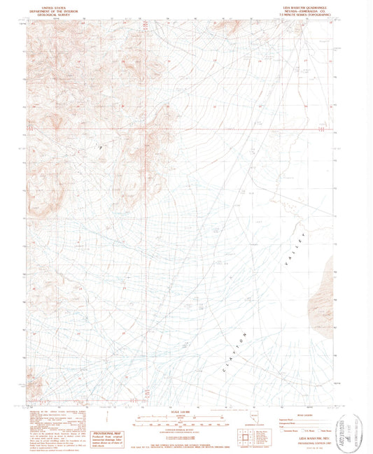 Classic USGS Lida Wash NW Nevada 7.5'x7.5' Topo Map Image