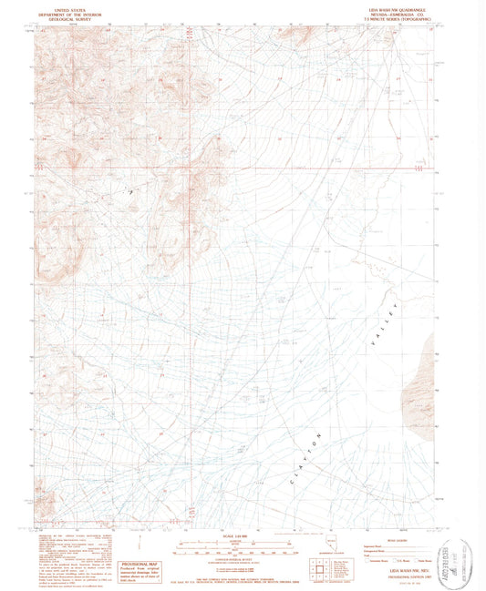 Classic USGS Lida Wash NW Nevada 7.5'x7.5' Topo Map Image