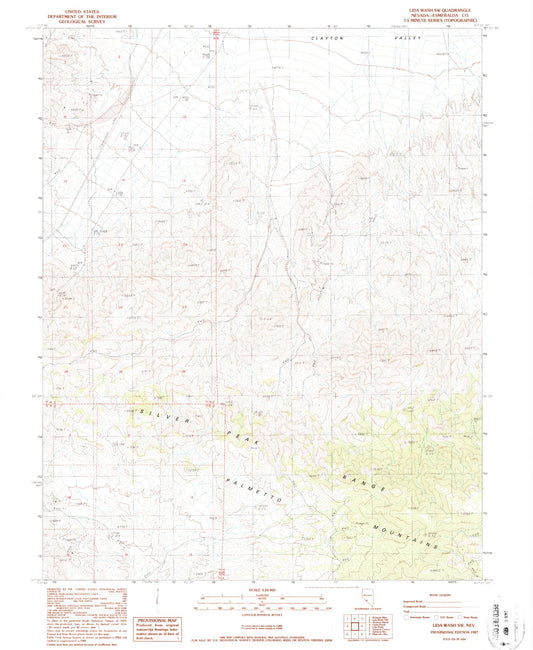 Classic USGS Lida Wash SW Nevada 7.5'x7.5' Topo Map Image