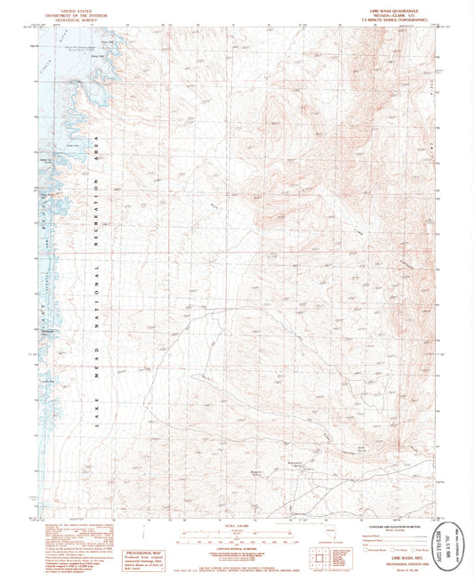 Classic USGS Lime Wash Nevada 7.5'x7.5' Topo Map Image