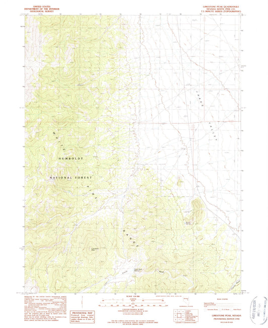 Classic USGS Limestone Peak Nevada 7.5'x7.5' Topo Map Image