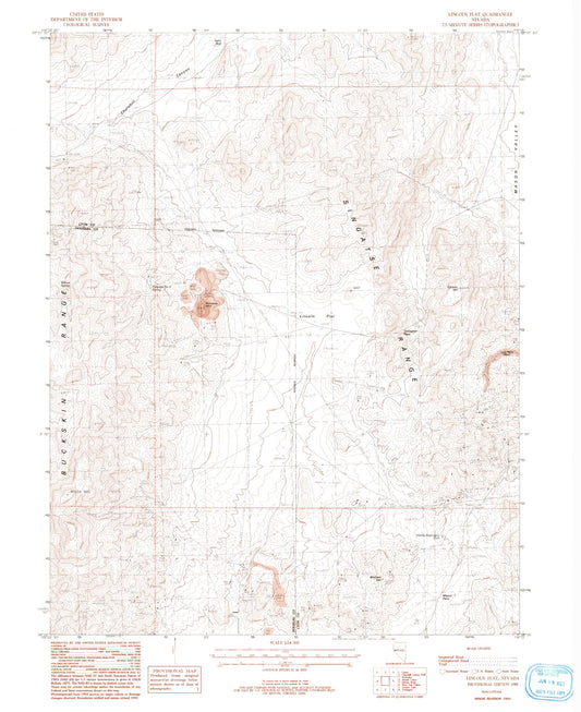 Classic USGS Lincoln Flat Nevada 7.5'x7.5' Topo Map Image