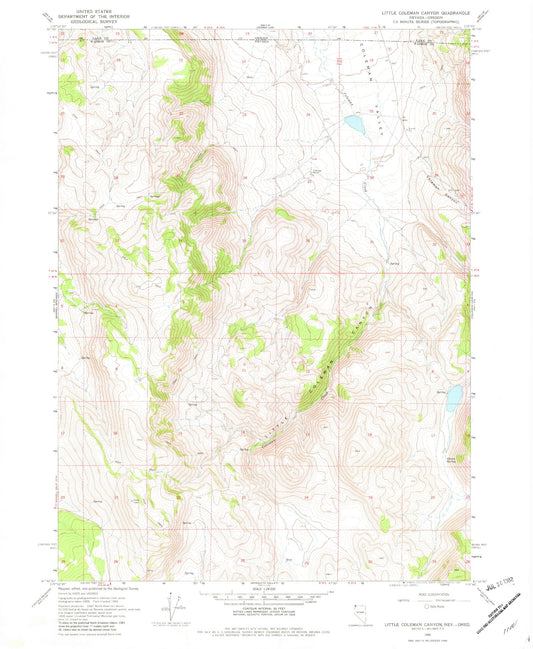 Classic USGS Little Coleman Canyon Nevada 7.5'x7.5' Topo Map Image