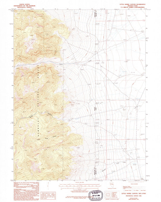 Classic USGS Little Horse Canyon Nevada 7.5'x7.5' Topo Map Image