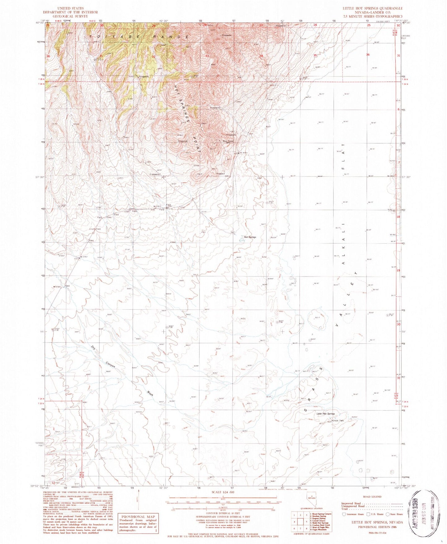 Classic USGS Little Hot Springs Nevada 7.5'x7.5' Topo Map Image