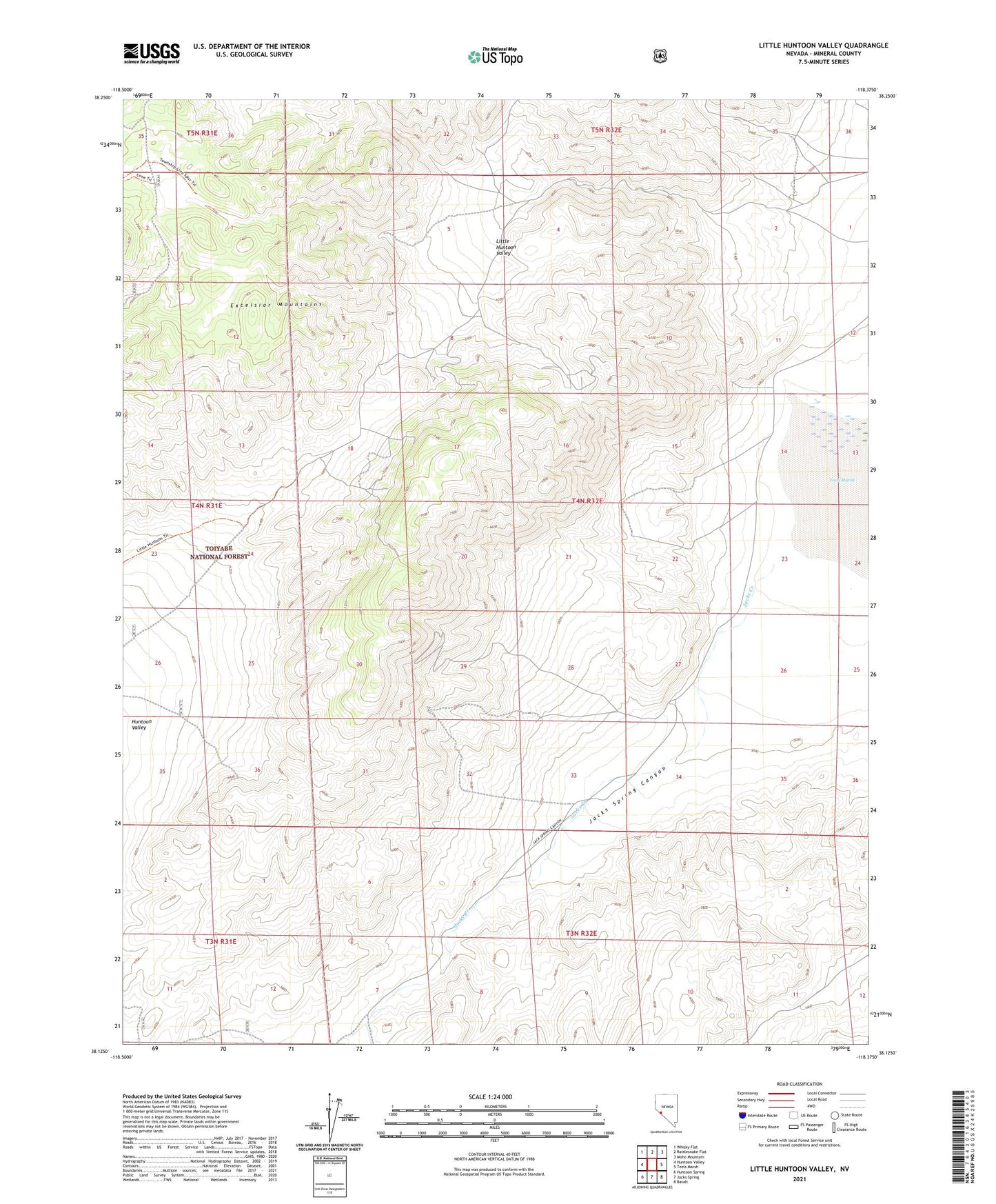 Little Huntoon Valley Nevada US Topo Map Image