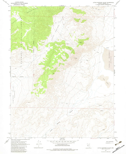 Classic USGS Little Huntoon Valley Nevada 7.5'x7.5' Topo Map Image