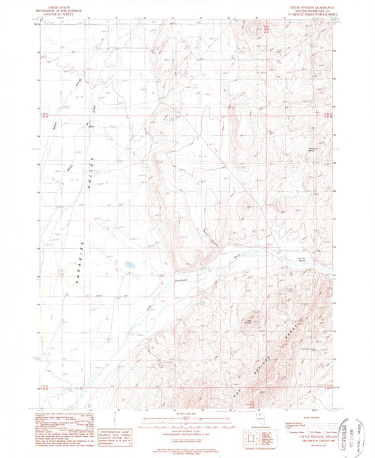 Classic USGS Little Poverty Nevada 7.5'x7.5' Topo Map Image