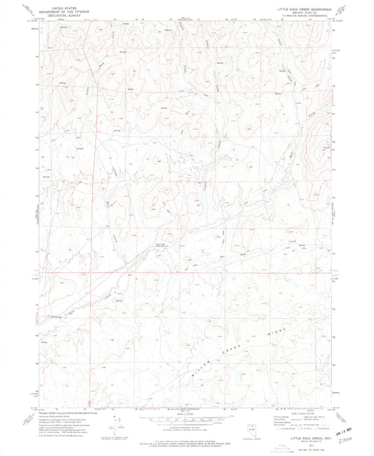 Classic USGS Little Rock Creek Nevada 7.5'x7.5' Topo Map Image