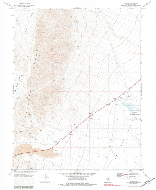 Classic USGS Lockes Nevada 7.5'x7.5' Topo Map Image