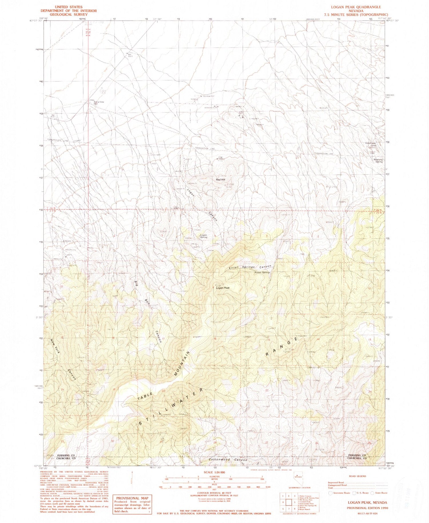 Classic USGS Logan Peak Nevada 7.5'x7.5' Topo Map Image