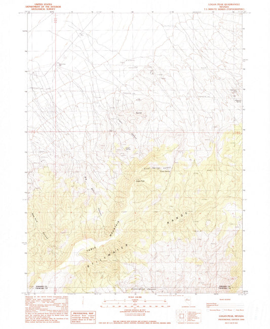 Classic USGS Logan Peak Nevada 7.5'x7.5' Topo Map Image