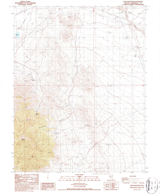 Classic USGS Lone Mountain Nevada 7.5'x7.5' Topo Map Image
