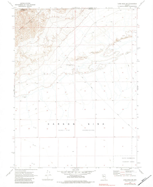 Classic USGS Lone Rock NW Nevada 7.5'x7.5' Topo Map Image