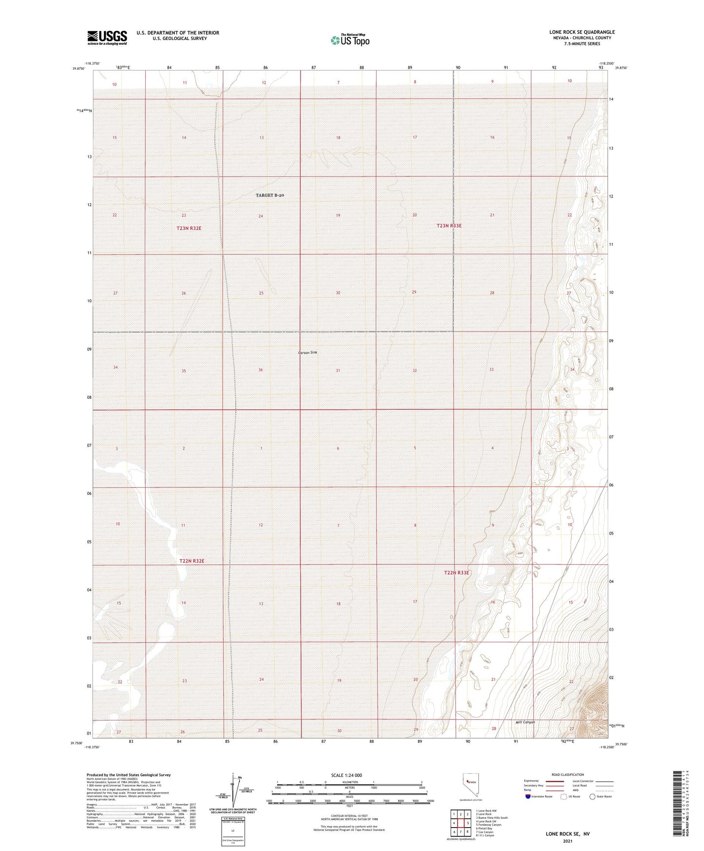 Lone Rock SE Nevada US Topo Map Image