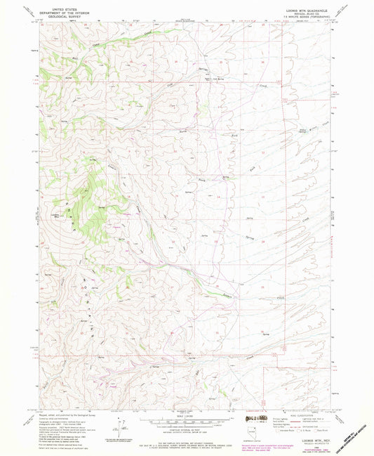 Classic USGS Loomis Mountain Nevada 7.5'x7.5' Topo Map Image