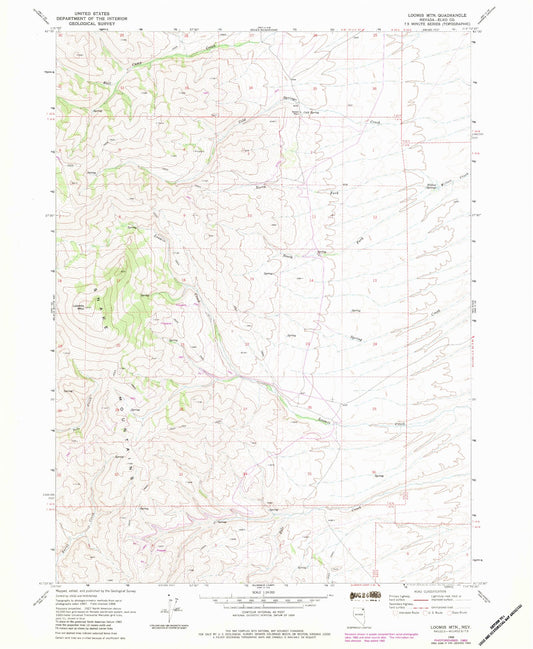 Classic USGS Loomis Mountain Nevada 7.5'x7.5' Topo Map Image