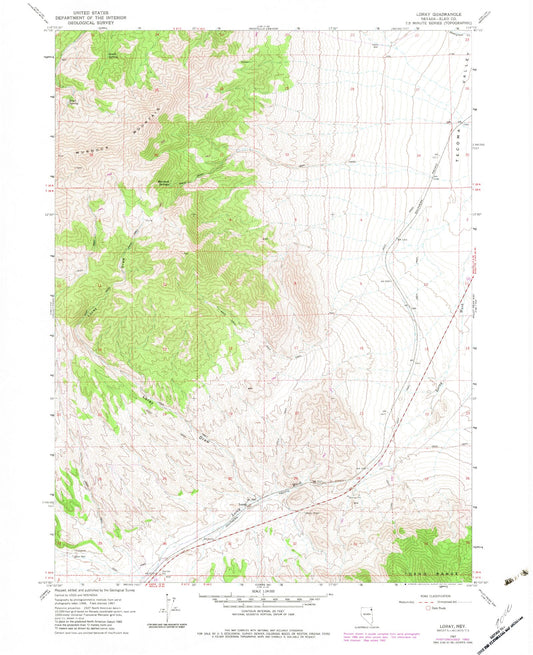 Classic USGS Loray Nevada 7.5'x7.5' Topo Map Image