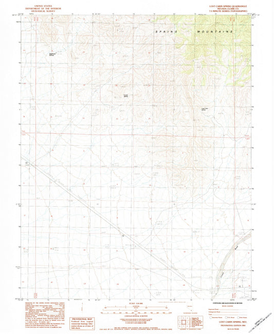 Classic USGS Lost Cabin Spring Nevada 7.5'x7.5' Topo Map Image