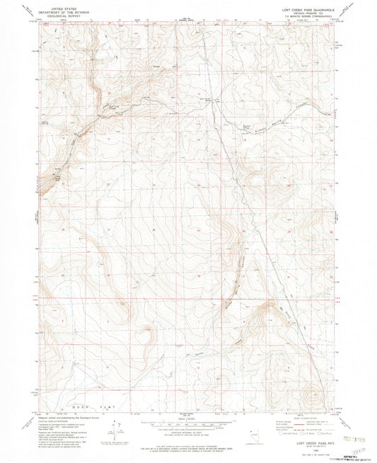 Classic USGS Lost Creek Pass Nevada 7.5'x7.5' Topo Map Image