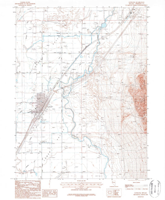 Classic USGS Lovelock Nevada 7.5'x7.5' Topo Map Image
