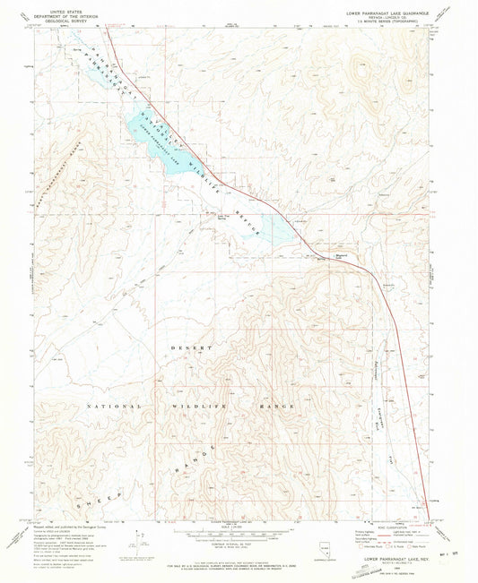 Classic USGS Lower Pahranagat Lake Nevada 7.5'x7.5' Topo Map Image
