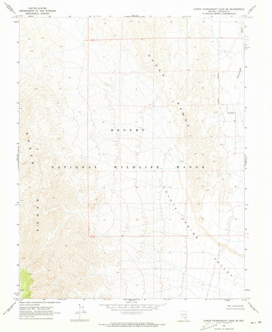 Classic USGS Lower Pahranagat Lake SE Nevada 7.5'x7.5' Topo Map Image