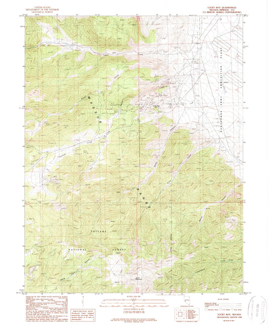 Classic USGS Lucky Boy Nevada 7.5'x7.5' Topo Map Image