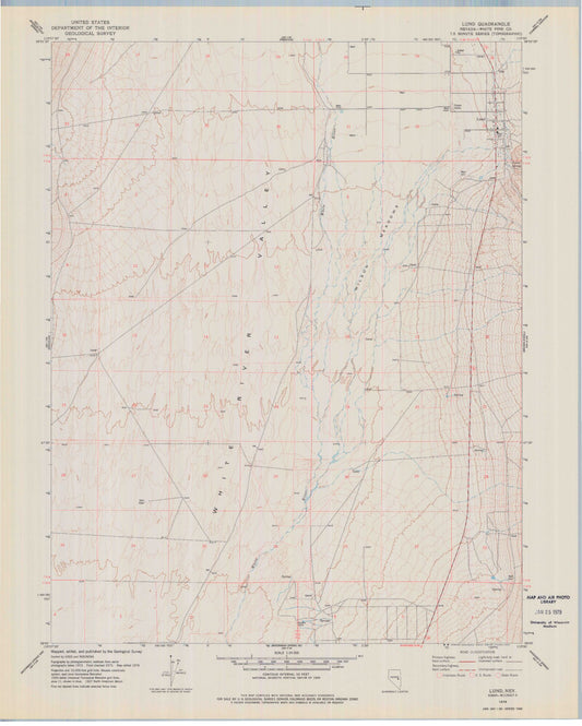 Classic USGS Lund Nevada 7.5'x7.5' Topo Map Image