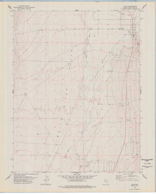 Classic USGS Lund Nevada 7.5'x7.5' Topo Map Image