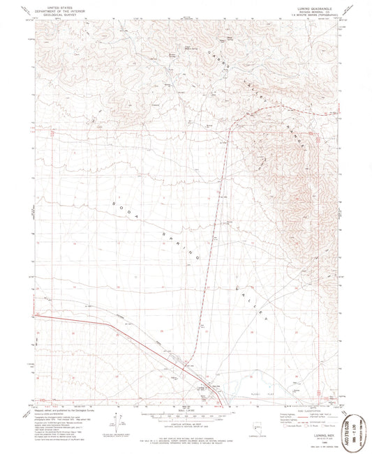 Classic USGS Luning Nevada 7.5'x7.5' Topo Map Image