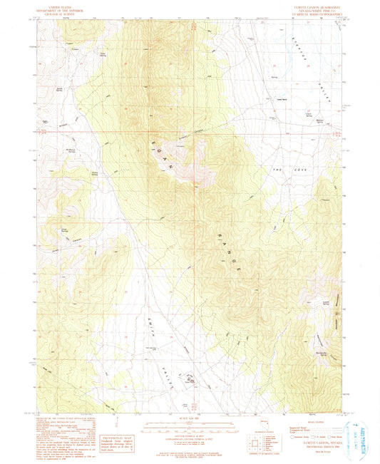 Classic USGS Lusetti Canyon Nevada 7.5'x7.5' Topo Map Image